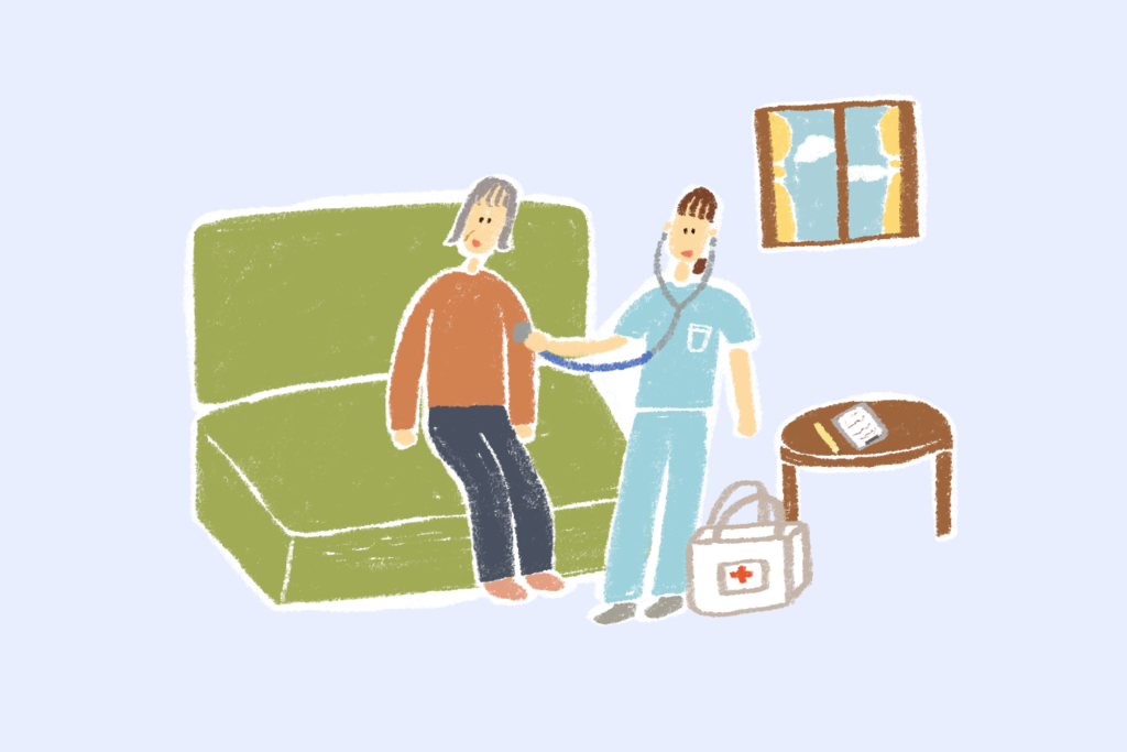 訪問看護での医療ケアの様子